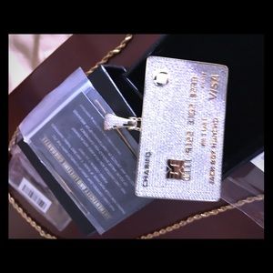 Visa18 karat gold charm w/ 14 k gold 18 inch rope